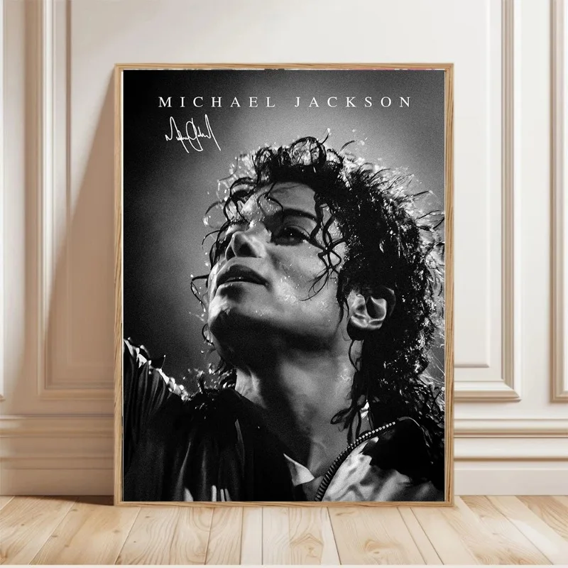 Black and White M-Michael Jackson Portrait Photography Poster Classic Music Singer Canvas Painting Wall Art for Room Home Decor