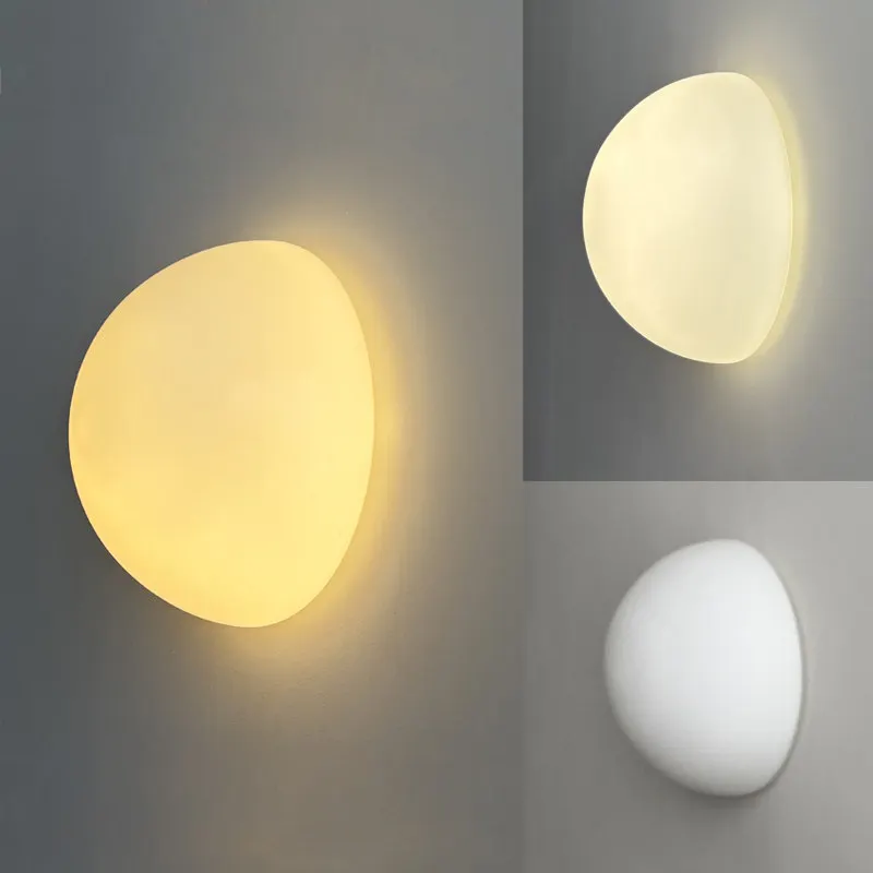Milky White Glass Lamps Modern Simple Concealed Base Semicircle Round Wall Light Aisle Hallway Entrance Bedroom Bedside Lamp
