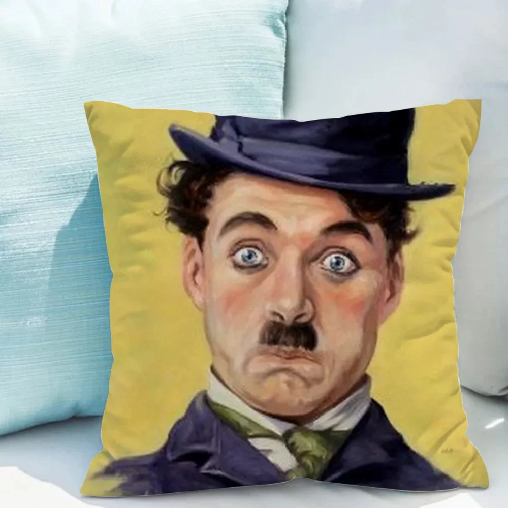 Charlie Chaplin Duplex Printing Pillowcase 40*40 Cushion Cover 40*40 Covers for Bed Pillows Short Plush Fall Decoration Pillow