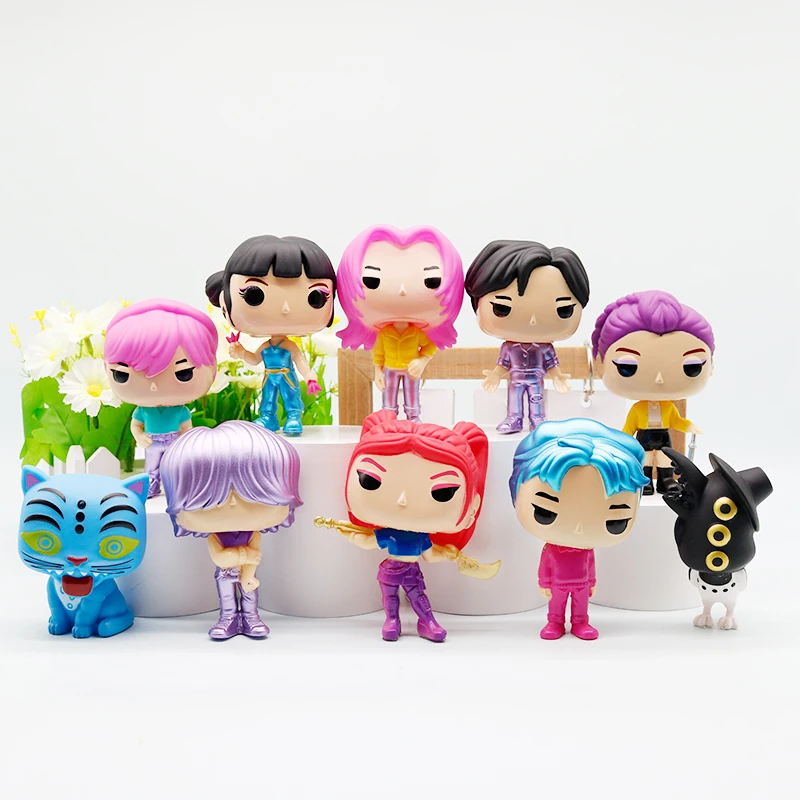10 Stile Kpop Demon Hunters Anime Figure Giocattoli Carino PVC Giunti mobili Action Figure Modello Bambole Decorazione di compleanno per bambini Giocattolo Regalo