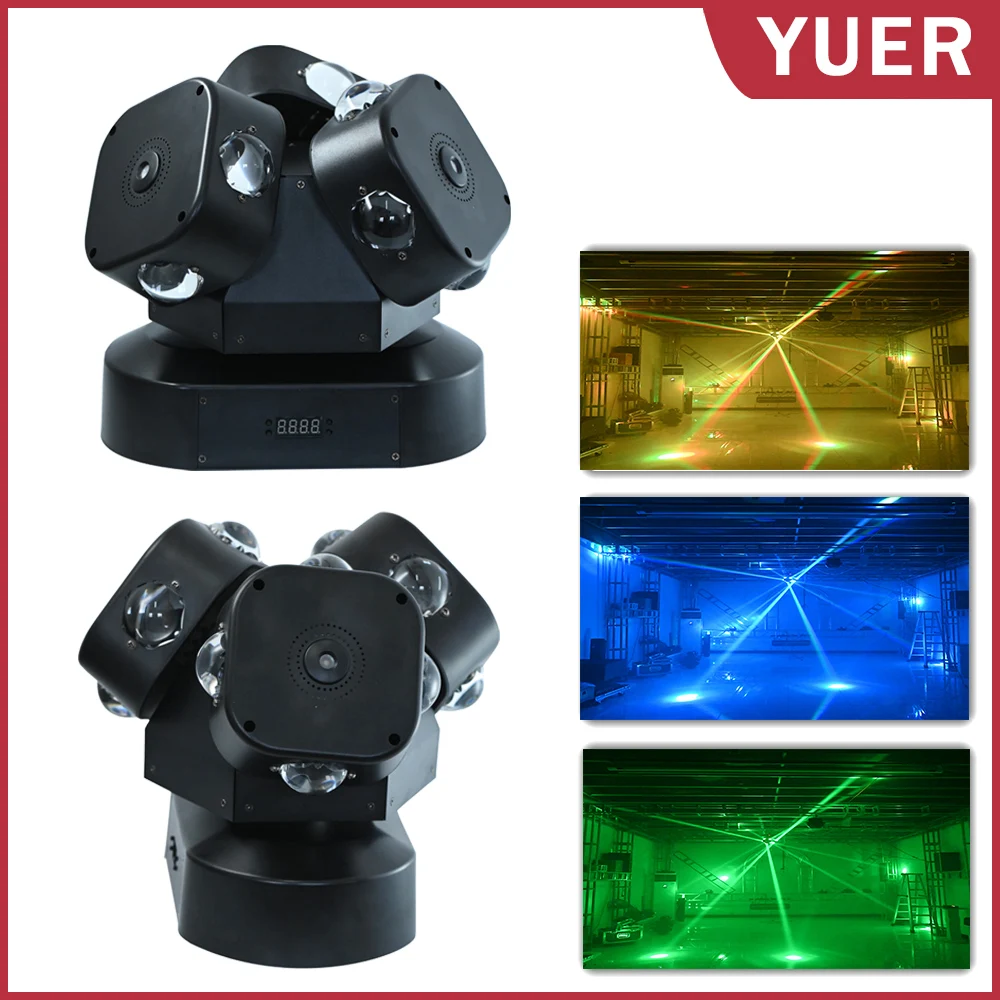 

Yuer 12X10W RGBW 4in1 Beam Full Colour Laser Moving Head Light DMX512 Control infinite rotation for DJ Disco Stage Club Party