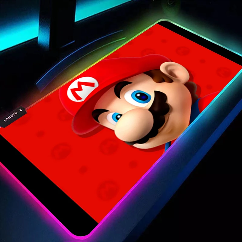 

RGB Mouse Pad M-Mario 90x40cm Anime Mini Pc Gaming Accessories LED Keyboard Desk Mat Gamer Carpet Mousepad Backlight Mouse Mats