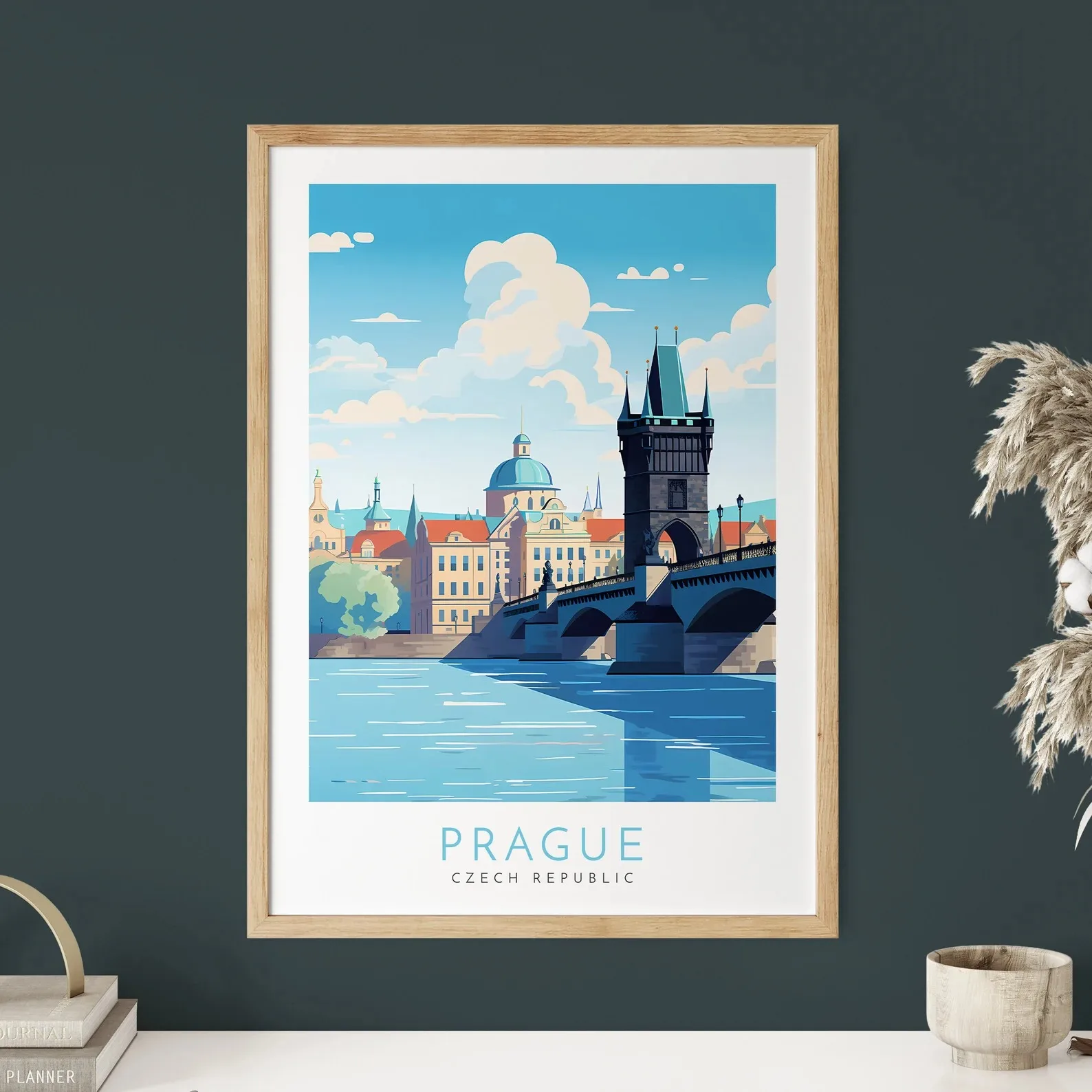 

Prague travel poster wall art print Prague canvas painting poster Charles Bridge art print home decor gift giving universal gift