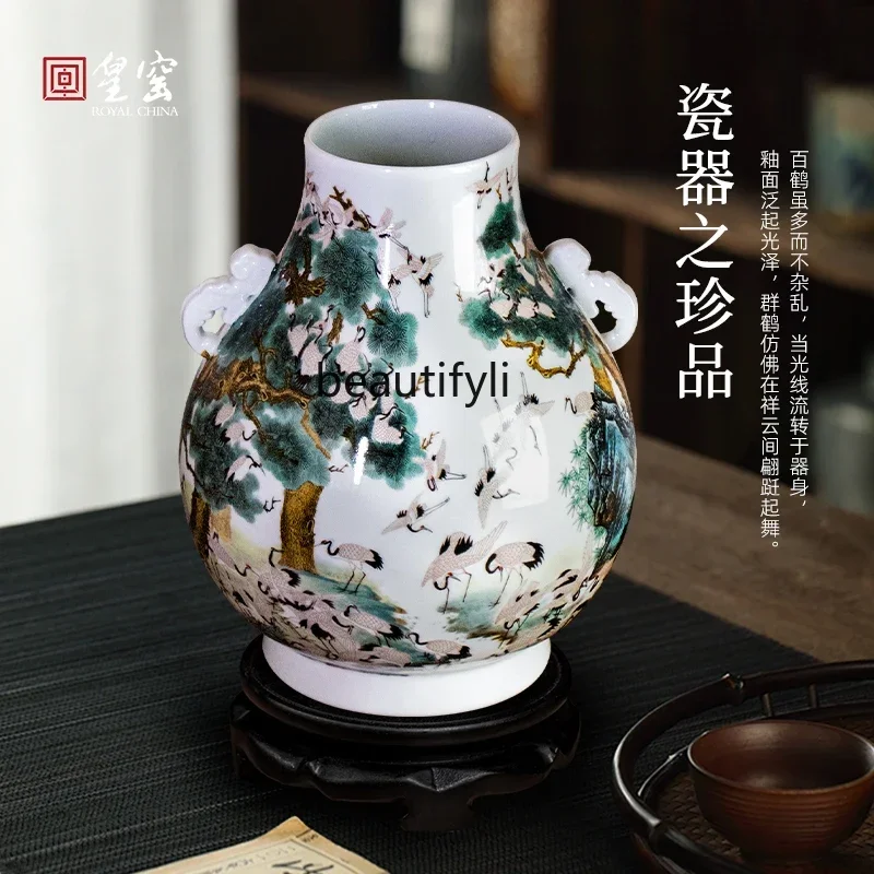New arrive Ceramic vase, Chinese antique Baihe Zun, living room decoration home flower arrangement gift box
