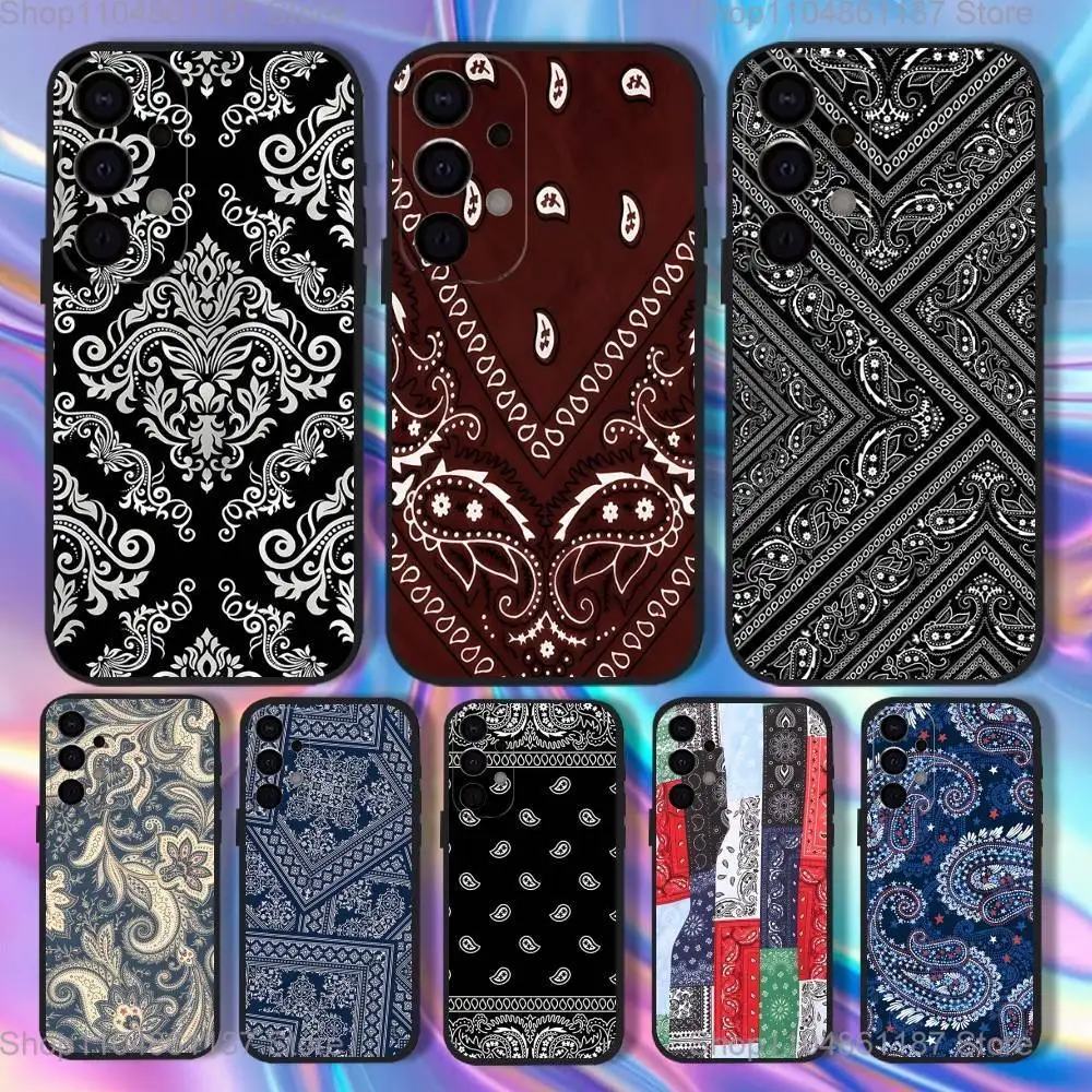 

Bandana Pattern Phone Case For Samsung S25,S24,S21,S22,S23,S30,Ultra,S20,Plus,Fe,Lite,5G Black Cover