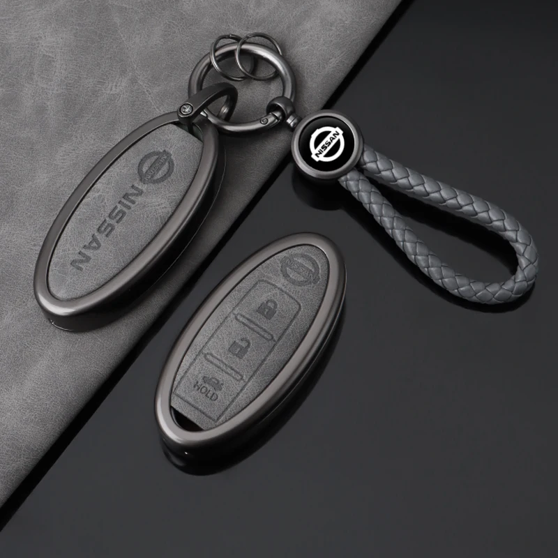 2/3/4/5Buttons Zinc Alloy Leather Car Remote Key Cover Case For Nissan X-Trail Qashqai Sentra Serena Tiida Teana Juke Leaf Micra