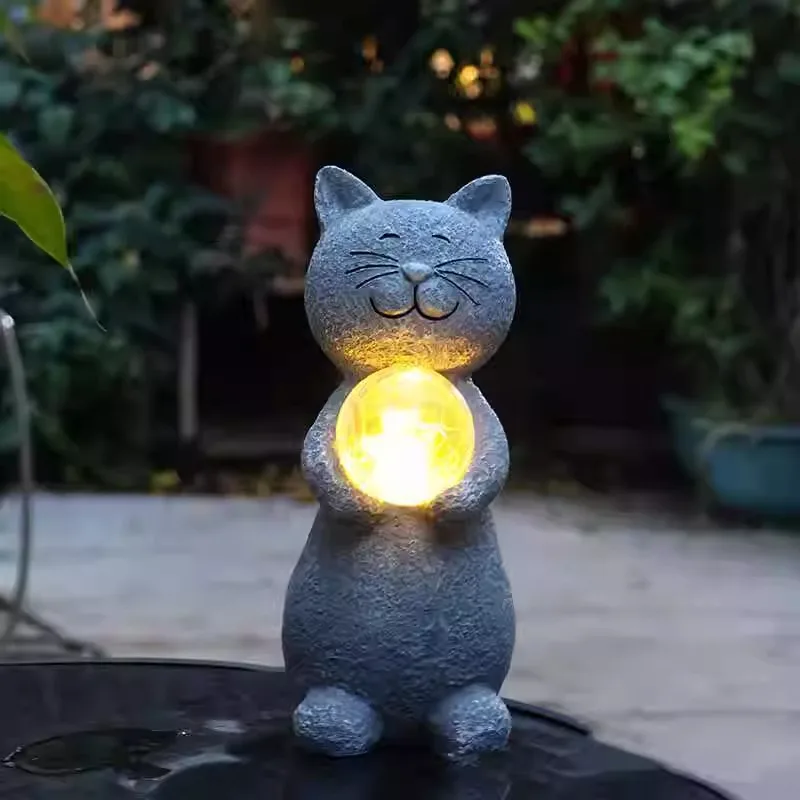 Solar cat outdoor courtyard garden decoration ornament landscaping night light