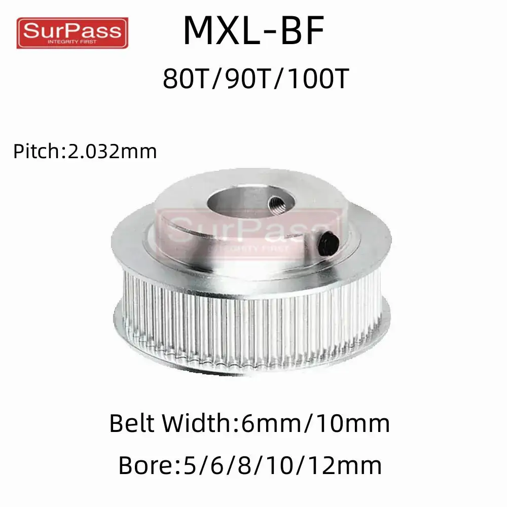 

BF Type 80T/90T/100Teeth MXL Timing Pulley Bore 5/6/8/10/12mm for 6/10mm Width Belt Used In Linear Pulley