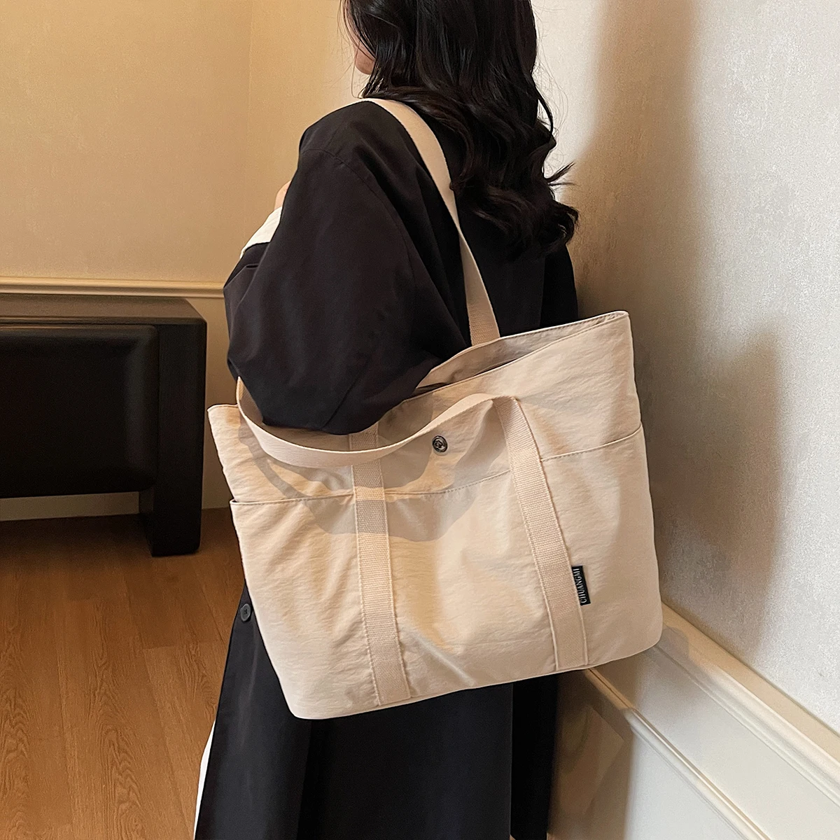 

Large-Capacity Tote Bag for Junior High School Students, Canvas Tutoring Bag for High School Students to Carry Books, Tutoring Bag for Girls