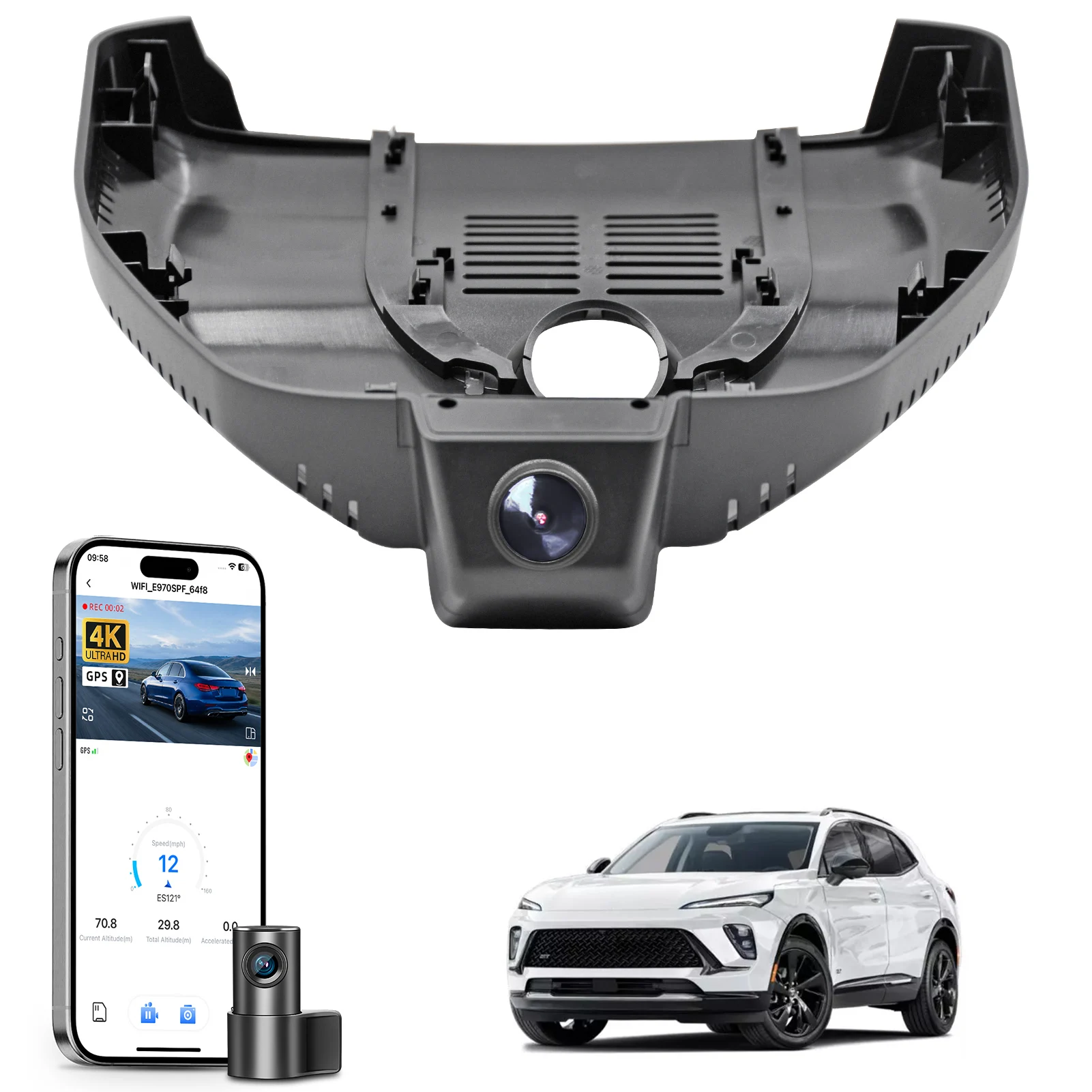 Câmera Veicular Mangoal Dedicada 4K para Buick Envision 2016-2026 com GPS, WiFi e APP, Visão Noturna, Plug and Play, Gravação