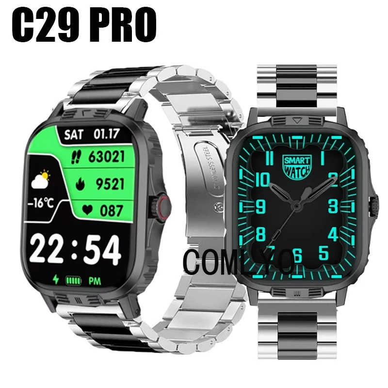 For C29 PRO Smart Watch Strap Stainless Steel Metal Band Bracelet Men Belt