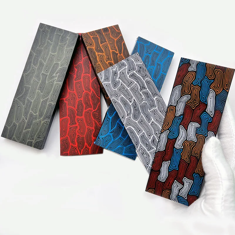 

1pc 130X45X8MM 270X45X8MM 5 Colors Damascus Pattern Knife Handle Scale DIY Making G10 Composite Material Material Board Plate