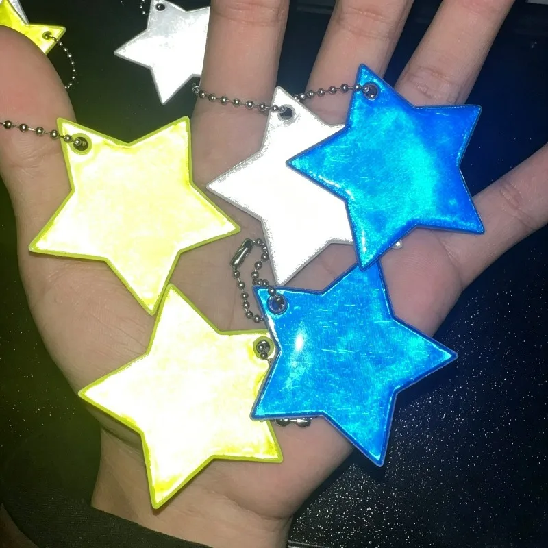 1/36Pcs Visible Safety Reflective Star Pendants Visible Safety Night Traffic Safety Reflector Colorful PVC Backpack Accessories