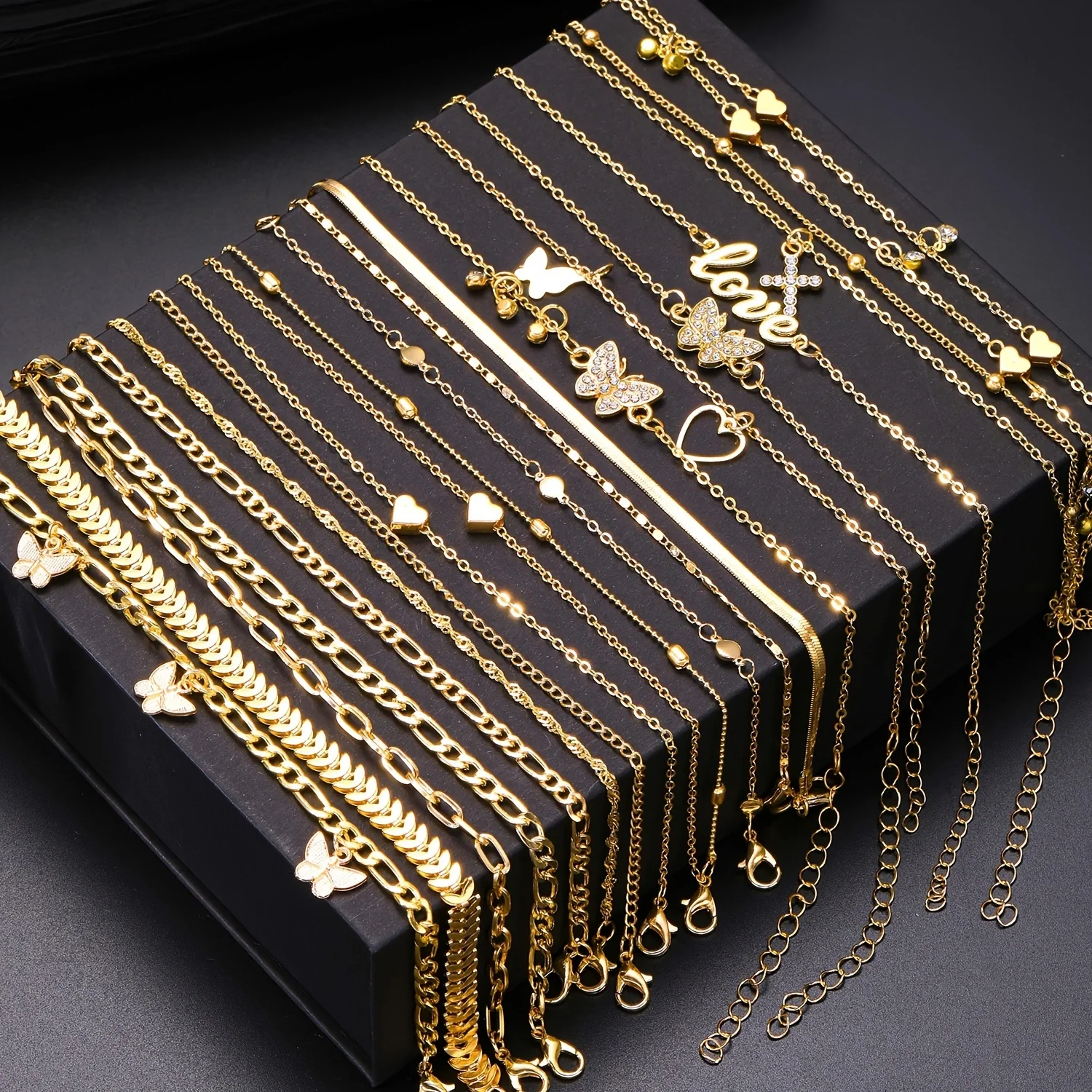 14 قطعة البوهيمي الصيف شاطئ خلخال مجموعة للنساء خمر فراشة القلب كريستال قلادة القدم أساور خاتم هدايا مجوهرات أنيقة جديد #5