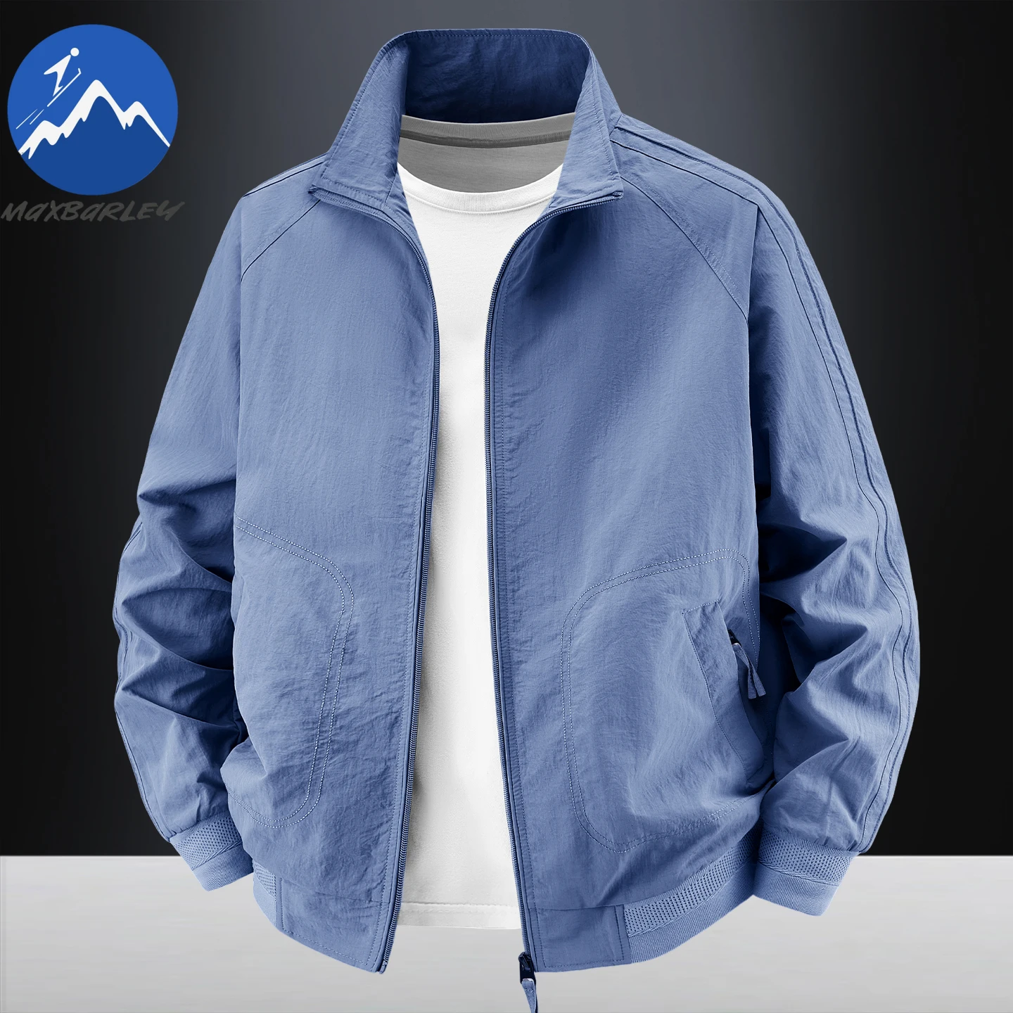 

2026 New Men Jacket Spring Autumn Casual Coat Youth Stand Collar Loose Fit Plus Size Outerwear Lightweight Windbreaker Blouson
