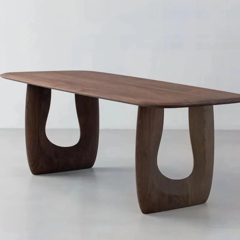 

North American black walnut medium-ancient stone solid wood dining table simple designer retro Nordic wabi-sabi dining table