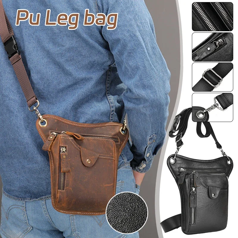 

Leather Waist Pack Drop Leg Bag for Men Women Belt Bumbag Multi-Purpose Motorcycle Bike Tactical Cycling Hiking Camping Pouch