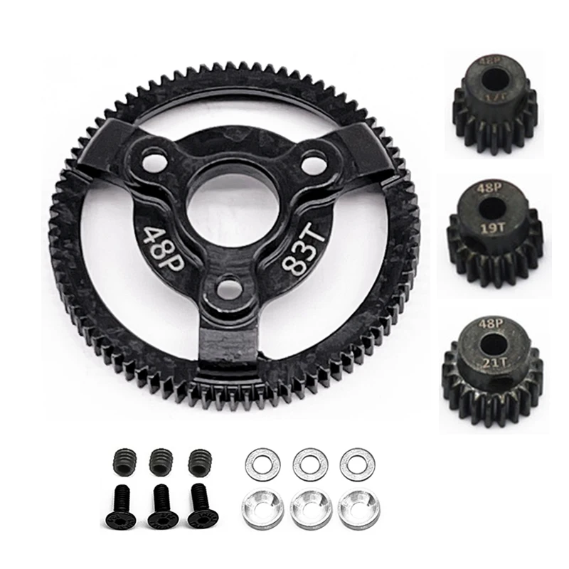 Hardened Black Steel Spur  72T 76T 83T 86T 90T Gear with Pinion Gear 48P for Traxxas Slash 2WD Bandit Rustler Stampede Drag Slas