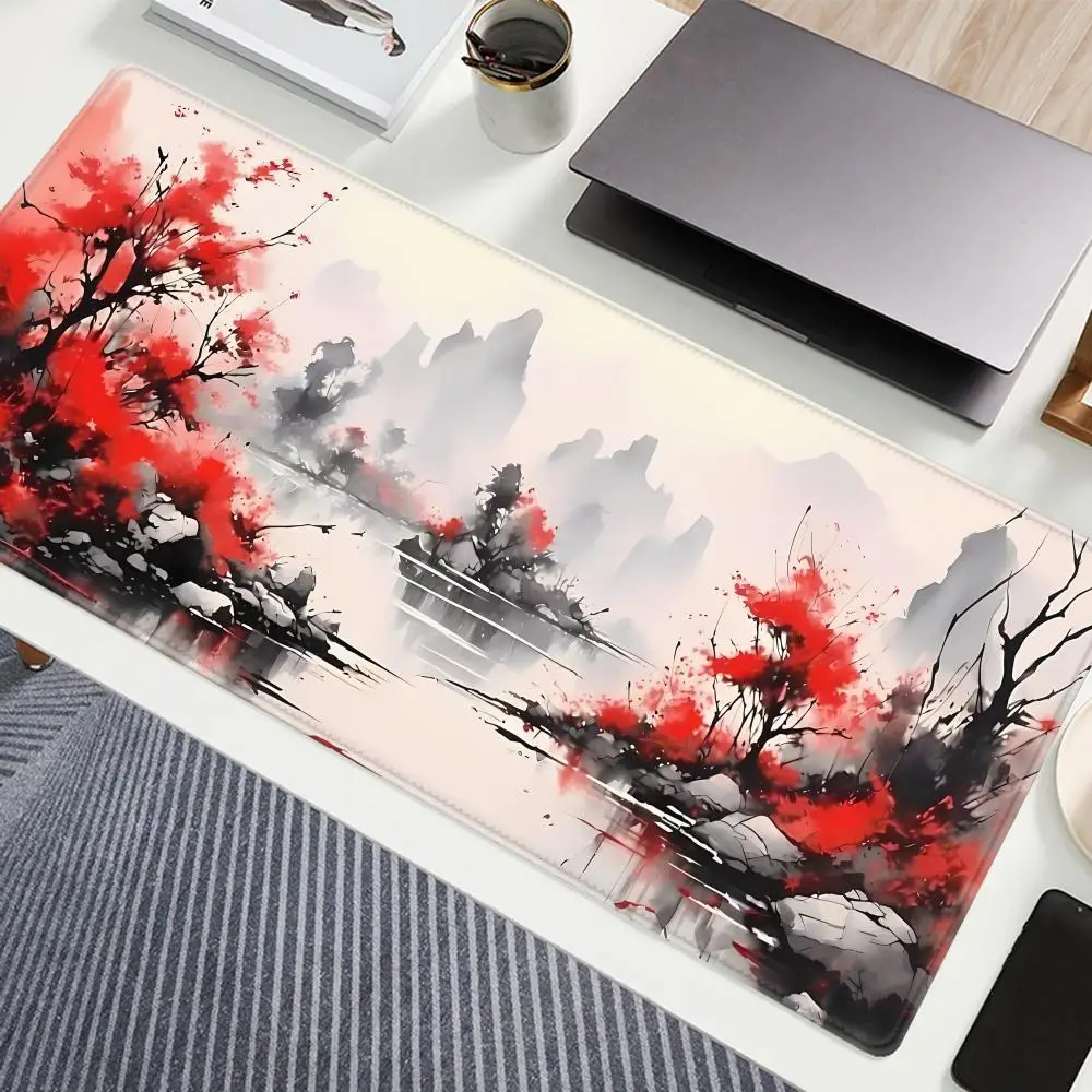 Tappetino per mouse Sakura Scenery Tappetino per mouse da gioco in gomma antiscivolo grande Durevole bordo con cucitura spessa adatto per tappetini da scrivania per ufficio e giochi