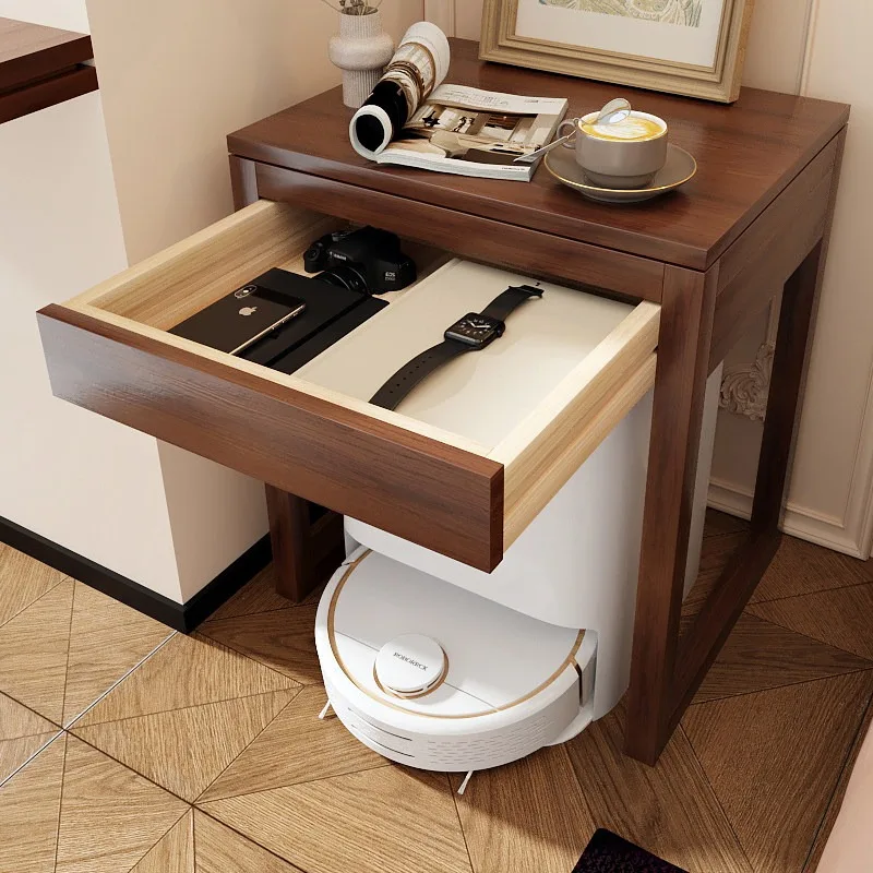 A few movable solid wood by the sofa, living room, sweeping robot storage rack, balcony, fish tank rack, flower stand