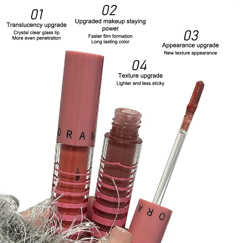 HERORANGE Waterdichte Mirror Jelly Lip Glaze 6-kleuren Waterlichte lipgloss Langdurige make-upcosmetica