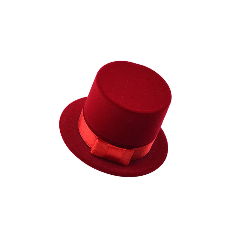 

Hat Shaped Ring Box Jewelry Case for Earrings Necklaces Christmas Ornament Red Durable Storage Display Container Gifts