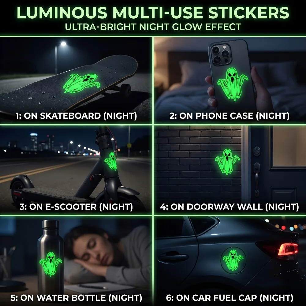 1PC Glow In The Dark Screaming Ghost Waterproof Vinyl Decal for Car Laptop Wall Halloween Party Decor