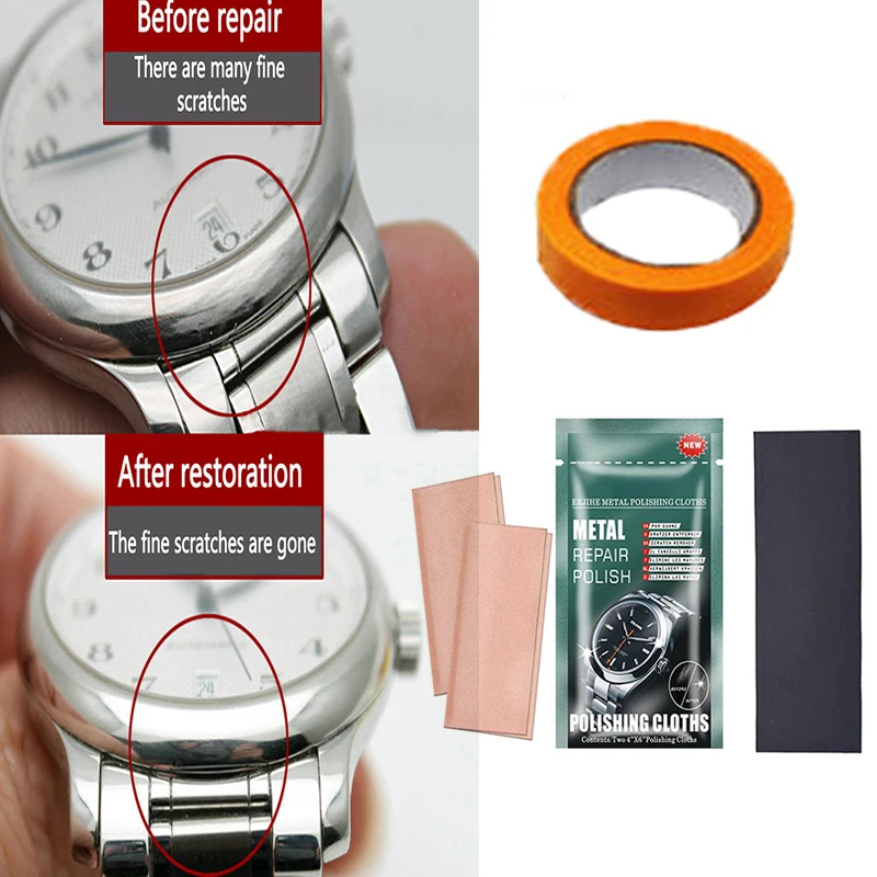 1set Watch Polishing Cloths Metal Polishing Cloths For Jewelry Watch Scratch Repair Supplies Metal Scratch Repair Set