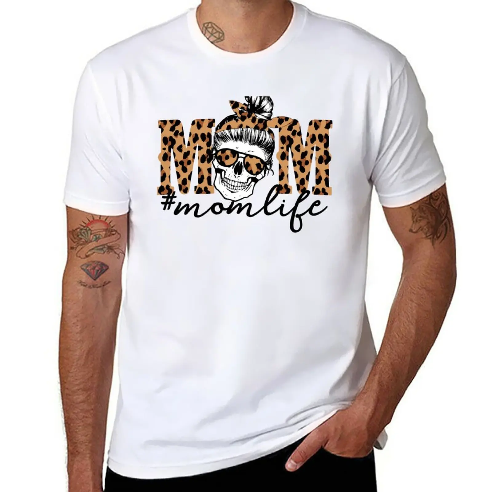 

New Leopard Skull Mom Life T-Shirt graphic t shirt shirts graphic tees tees sports fan t-shirts mens t shirt graphic