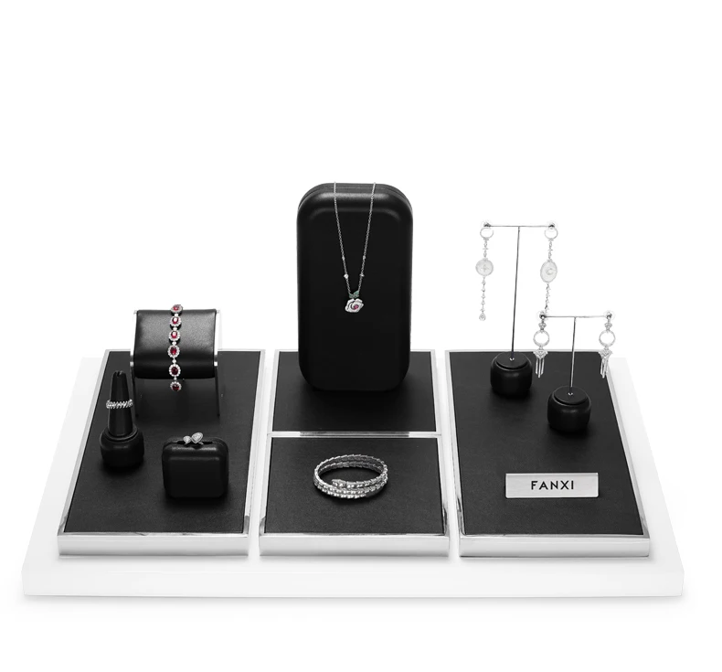 Oirlv Leder-Schmuckständer-Set Metall-Ring-Ohrring-Armband-Halsketten-Schmuck-Organizer-Ständer Uhren-Aufbewahrungshalter – Detail 25