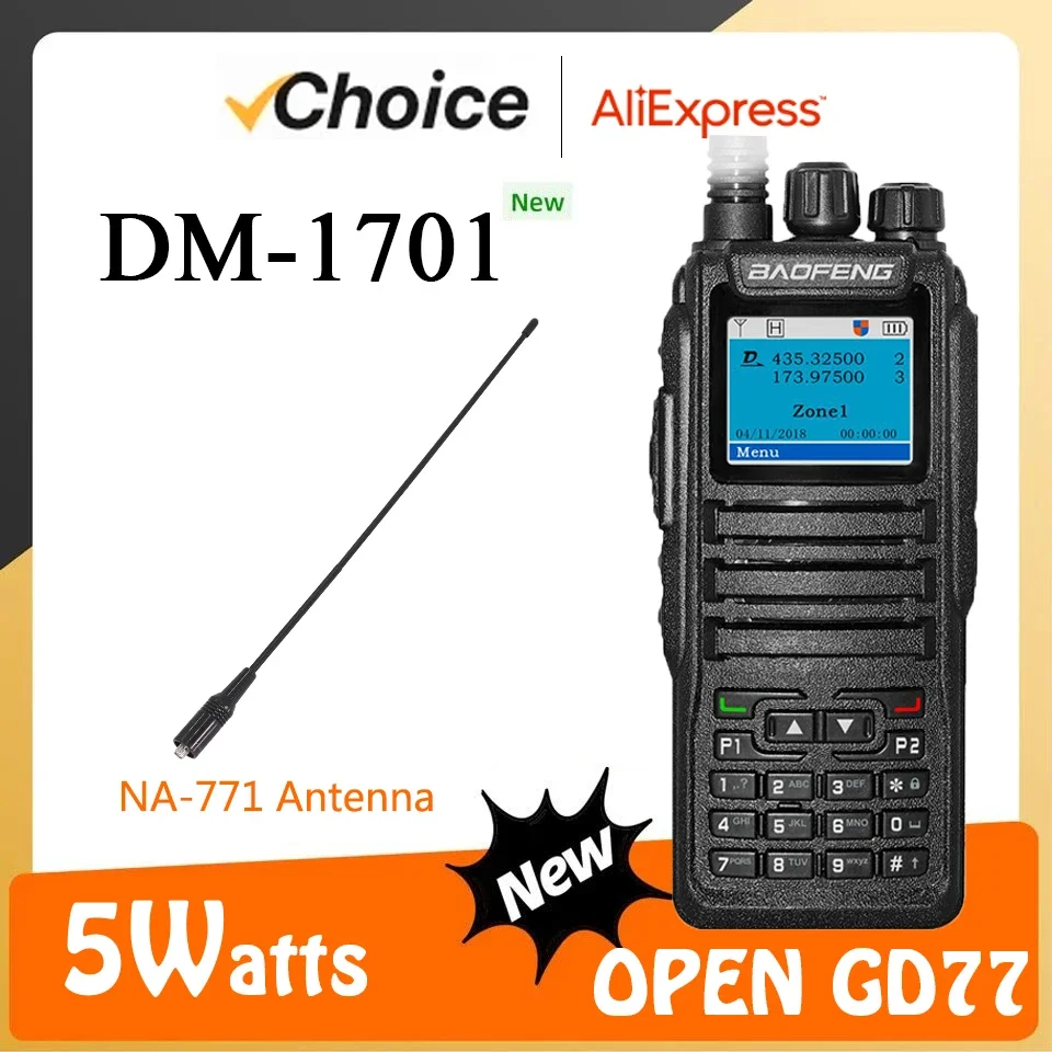 Baofeng Walkie Talkie DM-1701 DMR Dual Mode Analog and Digital Radios Tier 1&2 Dual-Time Slot DM1701 Ham Dual-Band DM-1801 DM-5R image 3