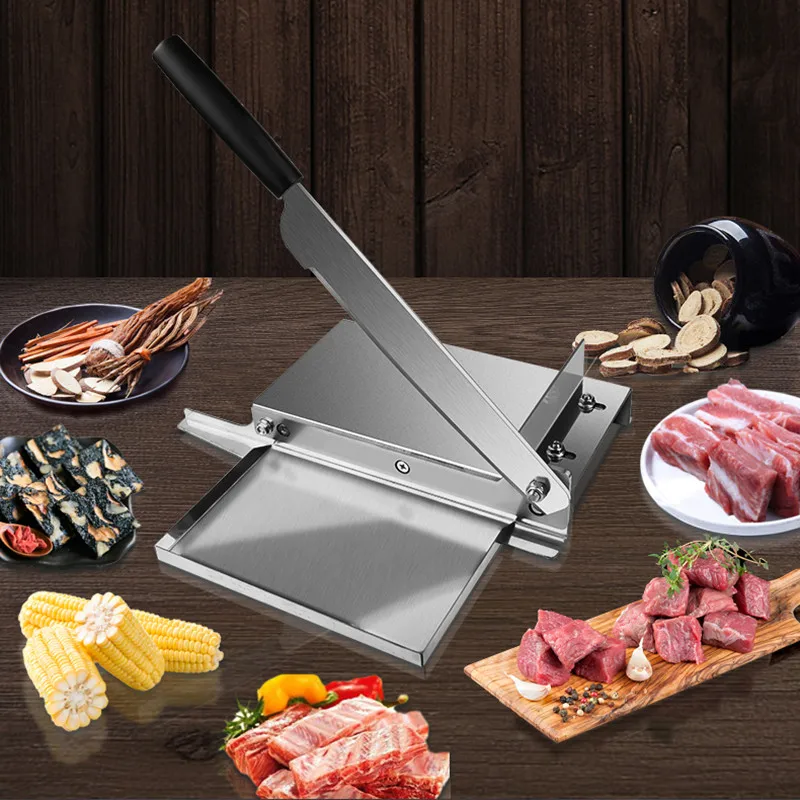 Home Kitchen Frozen Meat Slicer Manual Stainless Steel Lamb Beef Cutter Slicing Machine Automatic Meat Delivery Nonslip Handle