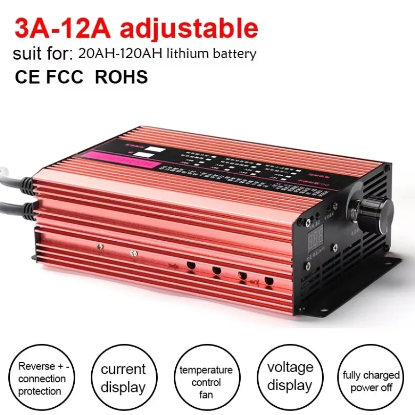 72V 60V 67.2V 84V Li-ion LiPo 48V Lifepo4 Lithium Battery Charger Curren Adjust 2A 5A 10A 12A Fast Charge Ebike 12S 16S 20S 24S