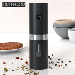 Circle Joy Electric Automatic Salt and Pepper Grinder Set Mill Refillable with Rechargeable Base 2 Adjustable Coarseness Mills