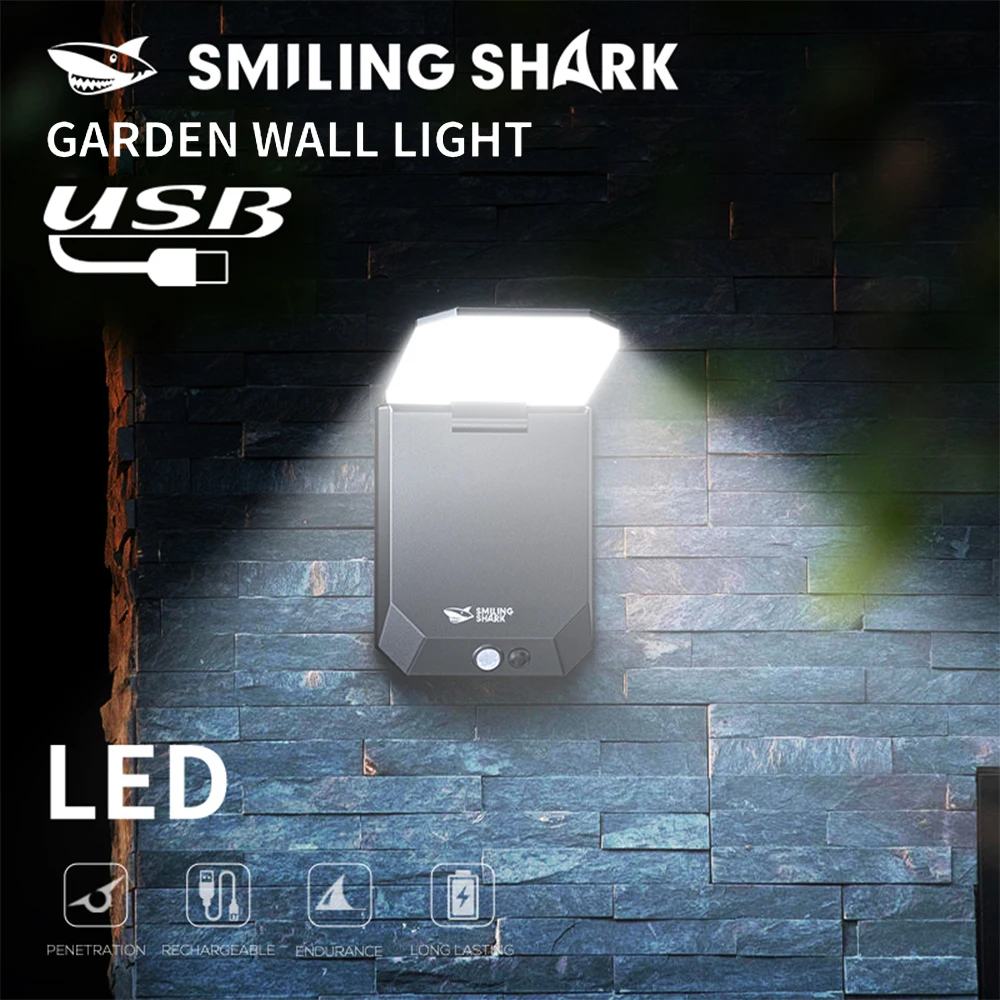 

1pc Smiling Shark BD-068A Wall Lamp, Super Bright Type-C Charging &Long Lasting LED Light Rechargeable , with Sensor probe