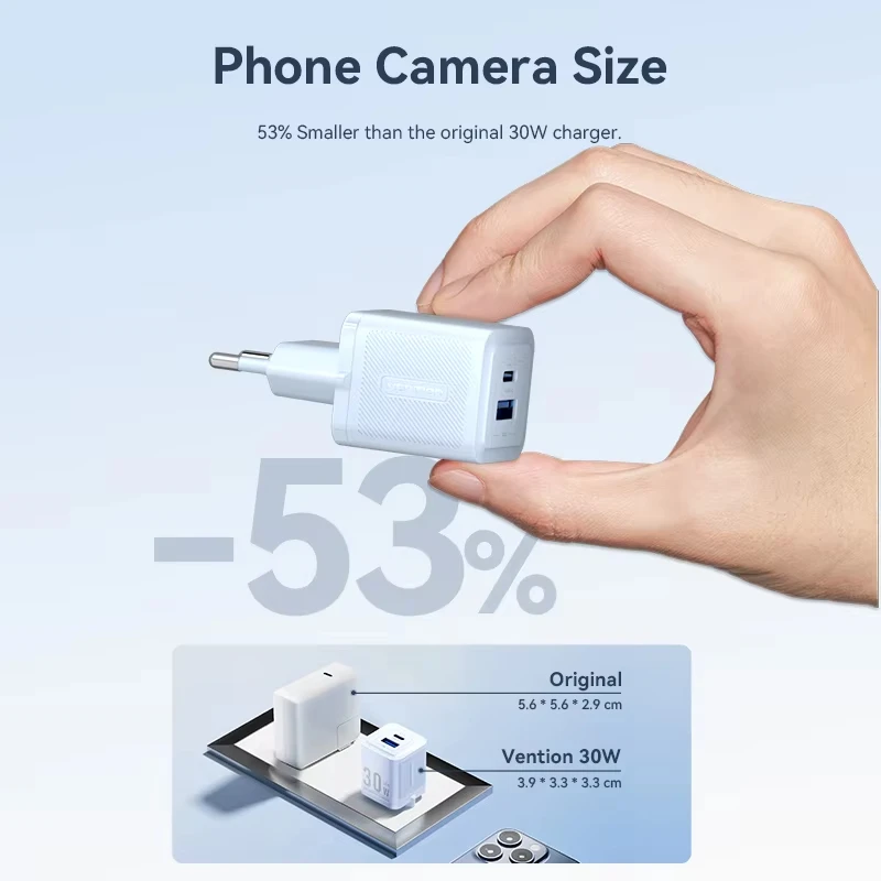 Vention GaN 30 واط شاحن سريع آيفون 16 15 14 PD3.0 شاحن آيباد برو هواوي شاومي سامسونج USB نوع C شاحن الهاتف المحمول