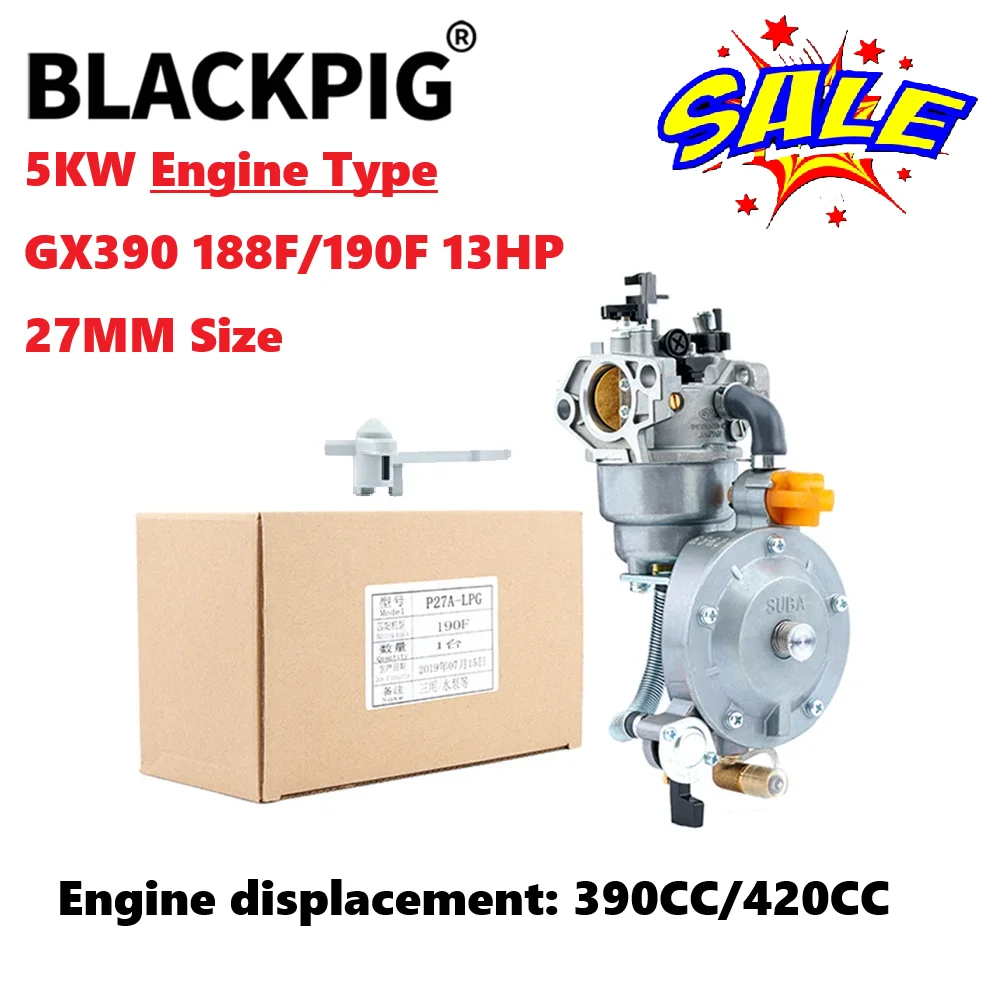 5KW 7KW GX390 Engine LPG Carburetor Dual Fuel NG Conversion Kit For Water Tiller Gasolina Generator Part 180F 190F 13HP P27A-LPG
