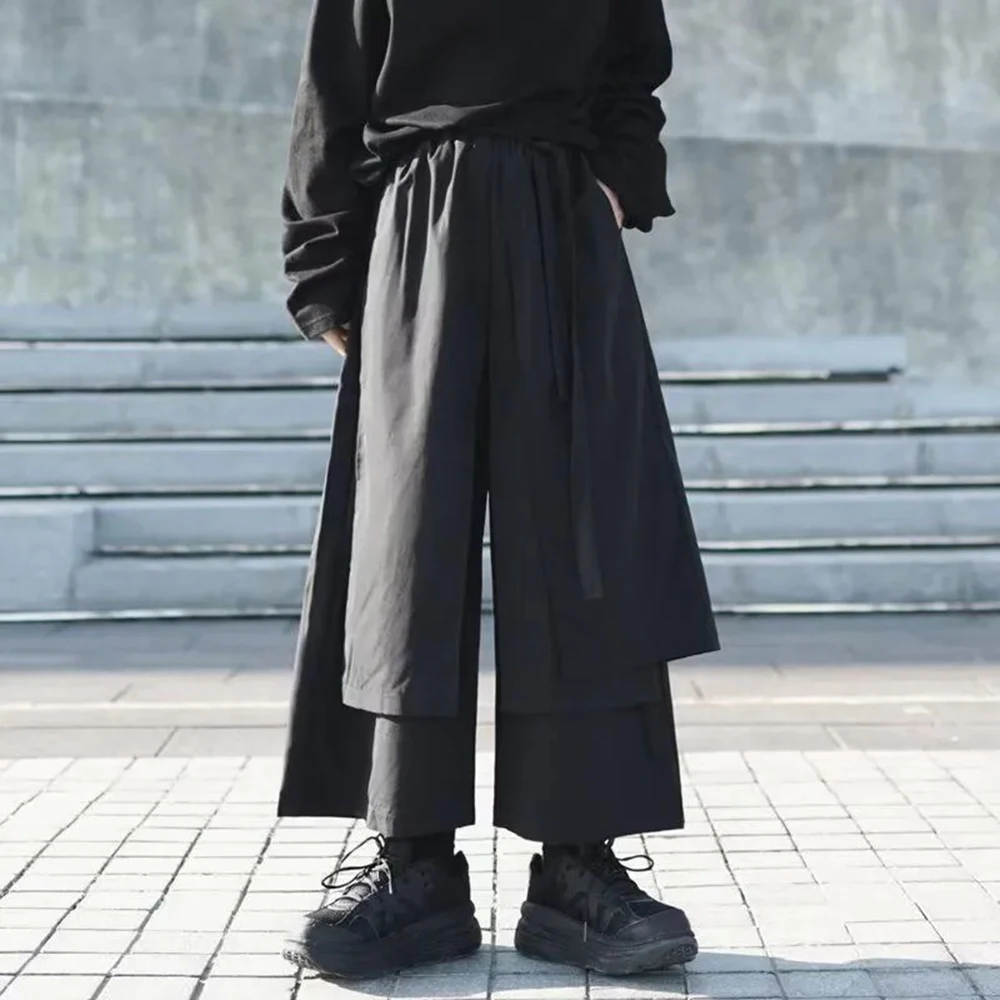 

XS-5XL Spring New Men's Solid Color Skirt Pants American Retro Fashion Trend High Street Loose Casual Niche Men's Bottoms