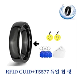 RFID Smart Dual Chip NFC Ring ID+IC Waterproof Tag CUID T5577 Rewritable Badge Key 125khz 13.56mhz Token Copy Clone Write