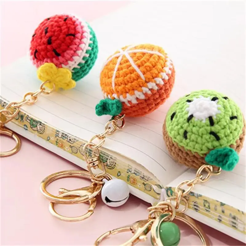 Wollball-Schlüsselanhänger, gehäkelte Zitrone, Donut-Puppe, Cartoon-Frucht-Anhänger, Autohalter, Handtaschen-Dekoration, Geschenke – Detail 11