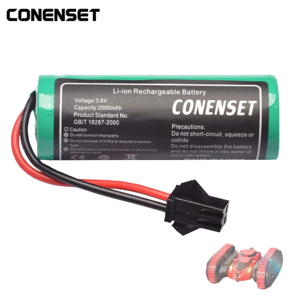 3.7V 2000mAh 18500 Replacement Battery For RC toys S900 FT008 Remote control helicopter car Tank Gun Trucks with SM 2P connector