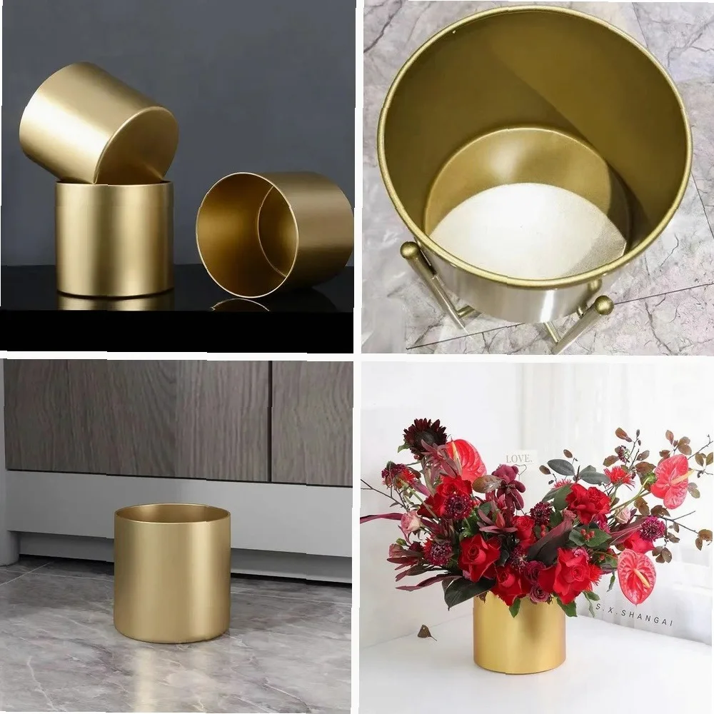 Nordic Metal Gold Flower Pot Green Planters Garden Storage Table Living Room Balcony Vase Rust Proof