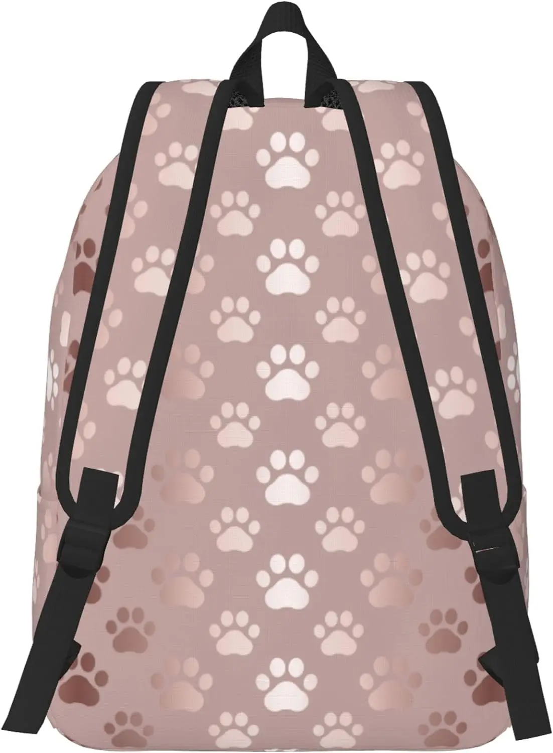 Rose Gold Dog Paw Animal Print Laptop Rucksack Work Bookbag Casual Daypack for Women Men Boy Girl Student Travel Hiking 16 Inch