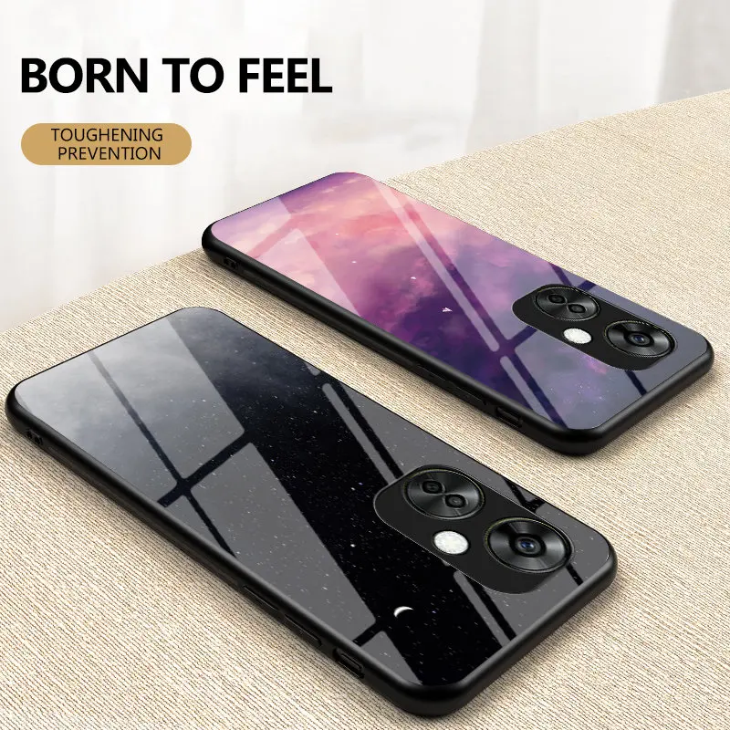 Starry Tempered Glass Case for OnePlus Nord N30 NordN30 5G Shockproof Silicone Bumper Hard Back Glass Case for Oneplus Nord N30