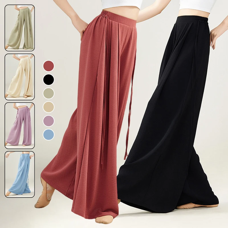 

Women Classical Dance Pants Fairy Loose Wide Leg Pants Elegant Flowing Modern Dance Pants Acrobatics Stage Practice Trousers