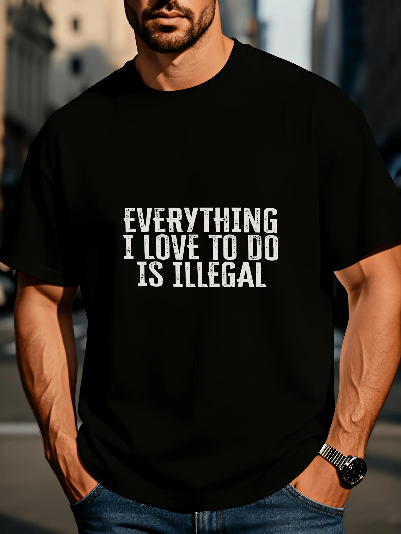 Retro Funny Slogan Graphic Tee Vintage Worn Font Loose Cotton Streetwear Mens Daily Short Sleeve Top