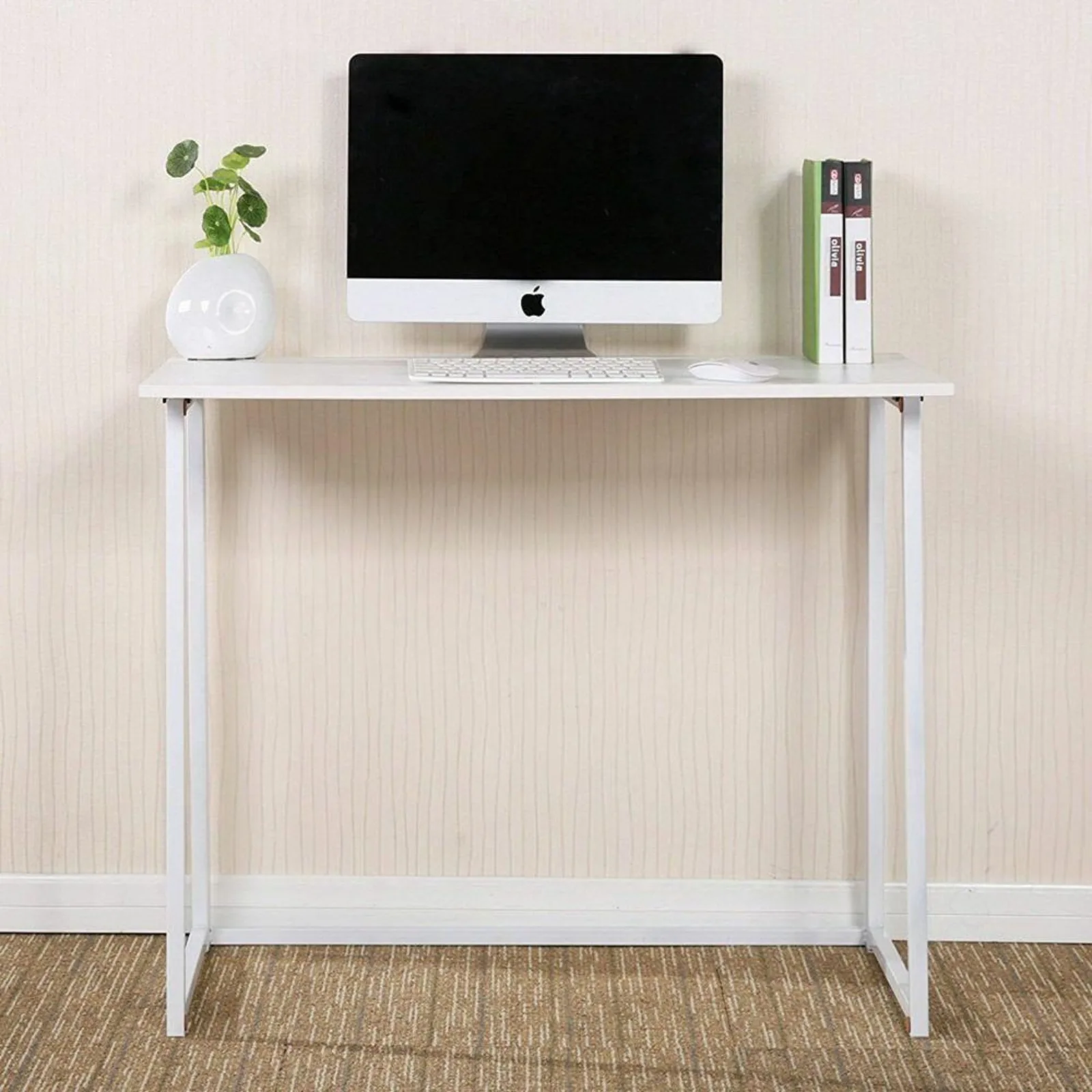 US Folding Small Desk Home Office Desk Laptop Study Writing Table- White gaming computer laptop standing Desk