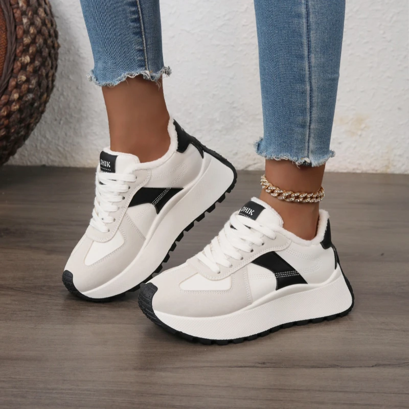 2025 جديد ربيع الخريف المألوف والأكثر مبيعا تنوعا المرأة عادية مريحة الارتفاع زيادة الأحذية الرياضية الدافئة #1