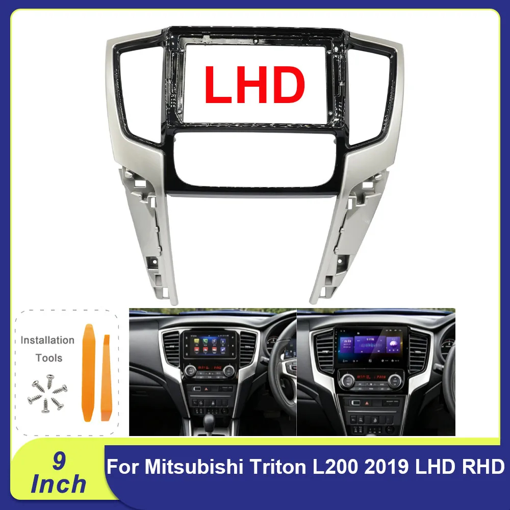 9 Inch Car Radio Fascia For Mitsubishi Triton L200 2019 LHD  RHD Android Stereo Dash Kit Frame With Harness