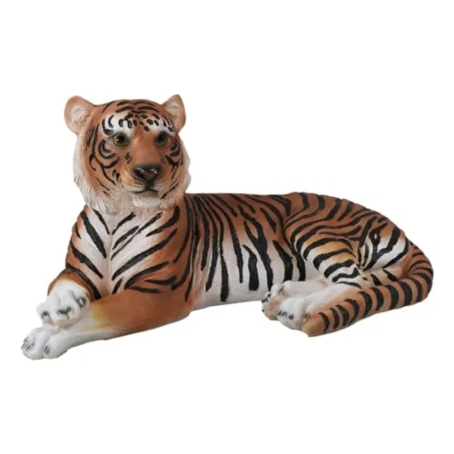 

Large Exotic Orange Striped Bengal Tiger at Rest 15 Long Statue Jungle Apex Predator Home Garden Outdoor Patio Decor Figurine R